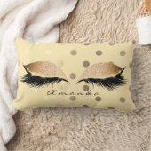 プリンセスフェイク金ゴールドグリッターラッシュネームドット ランバークッション (ブランケット)