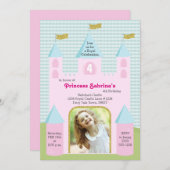 プリンセスフォトバースデーパーティーキャッスル 招待状 (正面/裏面)