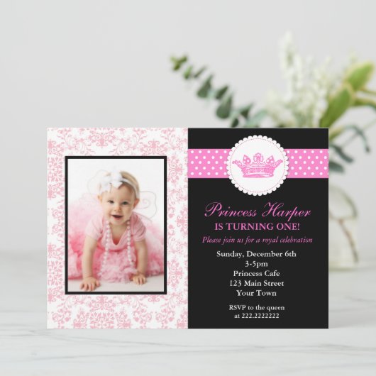 プリンセスフォト誕生日招待状 招待状 (スタンド正面)