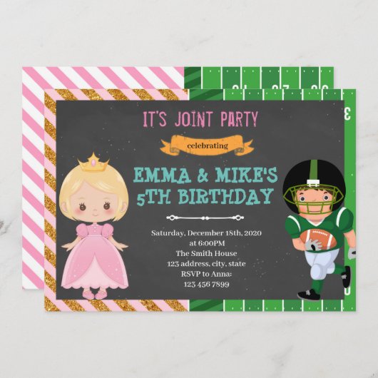 プリンセスフットボールのジョイントパーティー 招待状 (正面/裏面)