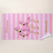 プリンセスフラミンゴ👑 ビーチタオル (正面)
