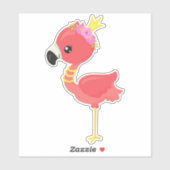 プリンセスフラミンゴ,王冠,かわいいフラミンゴ,花 シール (シート)