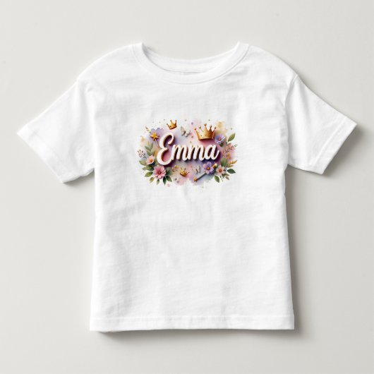 プリンセスフラワーキッズTシャツ 名前入り トドラーTシャツ (正面)