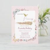 プリンセスフラワーズバタフライピンク誕生日 招待状 (スタンド正面)