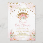 プリンセスフローラピンク&金ゴールドベビーシャワー招待状 招待状 (正面/裏面)