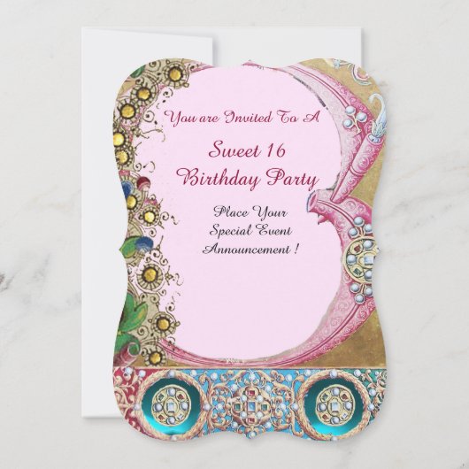 プリンセスフローラ甘い16誕生日パーティーと宝石 招待状 (裏面)