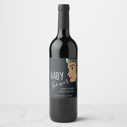プリンセスブルーベビーシャワー ワインラベル (正面)