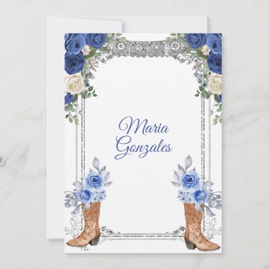 プリンセスブートシルバーネイビーキンセニェラ招待状 招待状 (裏面)