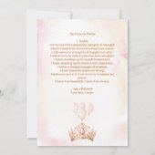 プリンセスプレッジクラウンピンクフローラガール誕生日 招待状 (裏面)