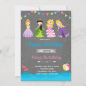 プリンセスプールの誕生日の招待 サンキューカード (正面)