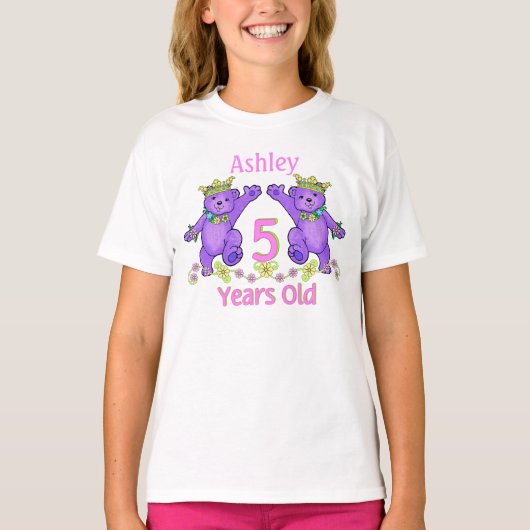 プリンセスベアーズ第5誕生日名前をカスタムする Tシャツ (正面)