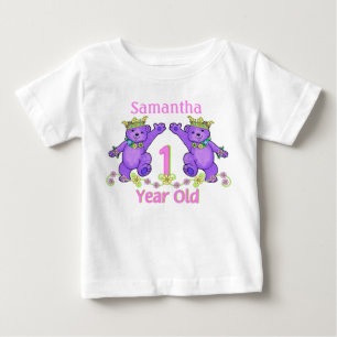 プリンセスベアーズ1歳名前をカスタムする ベビーTシャツ