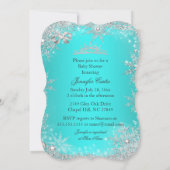 プリンセスベイビーシャワーアクアブルーウィンターワンダーランド 招待状 (裏面)