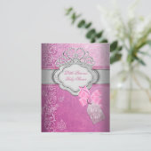 プリンセスベイビーシャワーガールピンクティアラプリンセス 招待状 (スタンド正面)