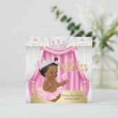 プリンセスベイビーシャワー ピンク ホワイト ジェム ゴールド エスニック 招待状 (スタンド正面)