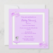 プリンセスベイビーシャワー 可愛い女の子 ライラック チュチュ 招待状 (裏面)