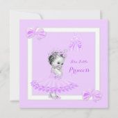 プリンセスベイビーシャワー 可愛い女の子 ライラック チュチュ 招待状 (正面)