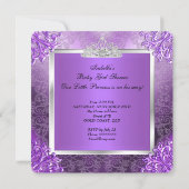 プリンセスベイビーシャワー 可愛い赤ちゃん女の子 パープル 招待状 (裏面)