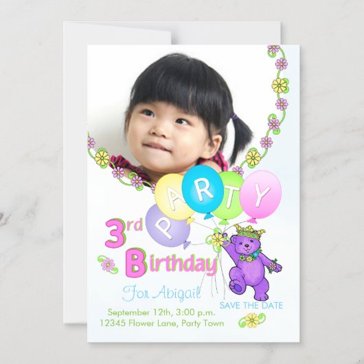 プリンセスベカスタムア3rd誕生日パーティー マグネット招待状 (正面)