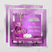 プリンセスベビシャワーガールピンクかわいいベビーガール 招待状 (正面/裏面)