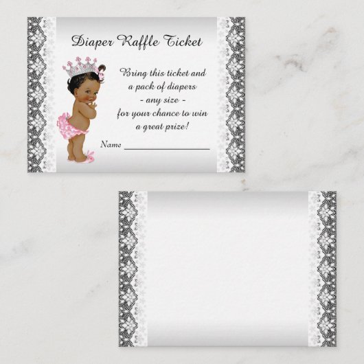 プリンセスベビーガールおむつラッフルチケット エンクロージャーカード (正面/裏面)