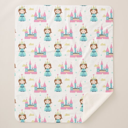 プリンセスベビーガールパターン シェルパブランケット (正面)