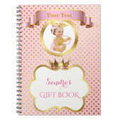 プリンセスベビーガールビッグボウピンク金ゴールドギフトゲスト ノートブック (正面)
