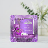 プリンセスベビーシャワーかわいいベビーガールパープル 招待状 (スタンド正面)