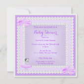 プリンセスベビーシャワーかわいい女の子パープルバレリーナ 招待状 (裏面)