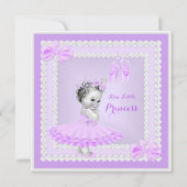 プリンセスベビーシャワーかわいい女の子パープルバレリーナ 招待状 (正面)