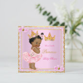プリンセスベビーシャワーかわいい女の子ピンクゴールデンエスニック 招待状 (スタンド正面)