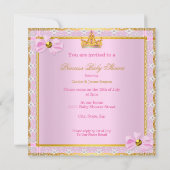 プリンセスベビーシャワーかわいい女の子ピンクゴールデンエスニック 招待状 (裏面)