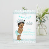 プリンセスベビーシャワーアクアホワイトティアラエスニック 招待状 (スタンド正面)