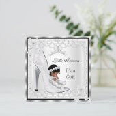 プリンセスベビーシャワーガールシルバーホワイトシューズ3 招待状 (スタンド正面)