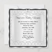 プリンセスベビーシャワーガールシルバーホワイトシューズ3 招待状 (裏面)