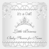 プリンセスベビーシャワーガールシルバーホワイトティアラ2 スクエアシール (正面)