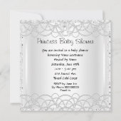 プリンセスベビーシャワーガールシルバーホワイトパール 招待状 (裏面)