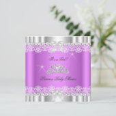 プリンセスベビーシャワーガールティアラレースラベンダー 招待状 (スタンド正面)