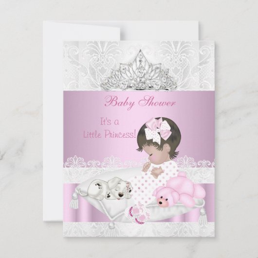 プリンセスベビーシャワーガールティアラレース 招待状 (正面)