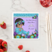 プリンセスベビーシャワーガールティール（緑がかった色）ブルーパープル スタンダードカクテルナプキン (インサイチュ)