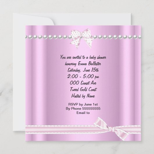 プリンセスベビーシャワーガールパピーティアラ 招待状 (裏面)