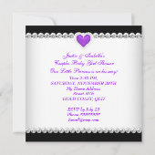 プリンセスベビーシャワーガールパープルアフリカンアメリカン 招待状 (裏面)