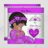 プリンセスベビーシャワーガールパープルピンクハート 招待状 (正面/裏面)