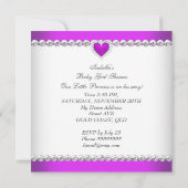 プリンセスベビーシャワーガールパープルピンクハート 招待状 (裏面)