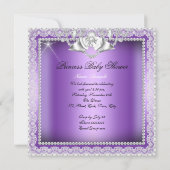 プリンセスベビーシャワーガールパープルレースダイヤモンド 招待状 (裏面)