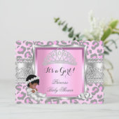 プリンセスベビーシャワーガールピンクグレーレオパード4 招待状 (スタンド正面)