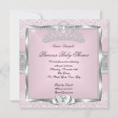 プリンセスベビーシャワーガールピンクシルバーレース3 招待状 (裏面)
