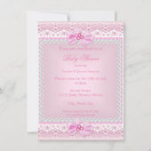 プリンセスベビーシャワーガールピンクジェムシルバーティアラ 招待状 (裏面)