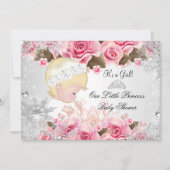プリンセスベビーシャワーガールピンクスノーフレークバラ2 招待状 (正面)