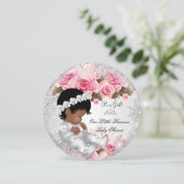 プリンセスベビーシャワーガールピンクスノーフレークバラR 招待状 (スタンド正面)